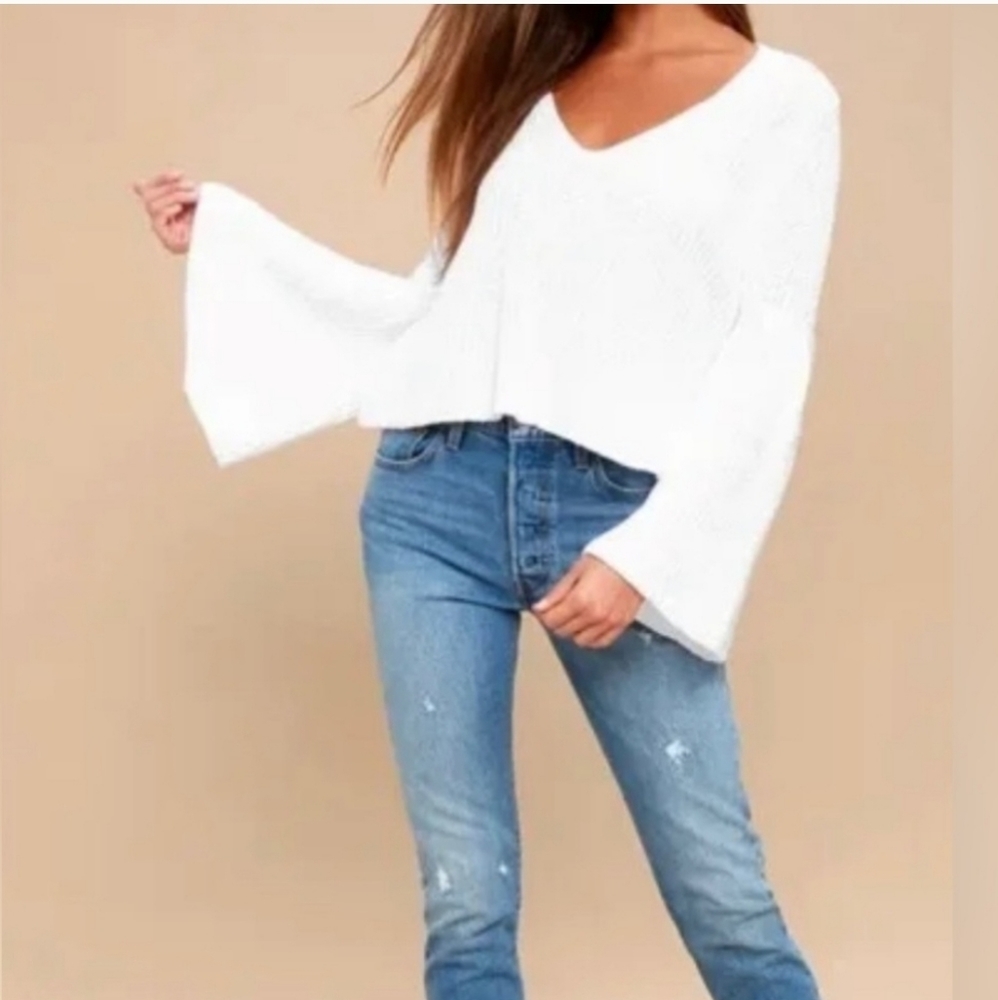 Free People Bell Sleeve Crop Sweater